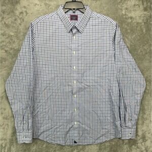 UNTUCKit Men's Shirt‎ 2XL Gray/Blue/White Plaid Button Up Long Sleeve Casual